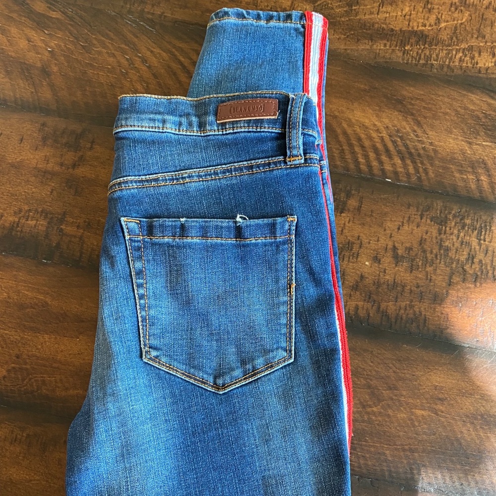 Blank NYC Distressed Denim Jeans with Red & White Strips on Sides - Picture 6 of 6